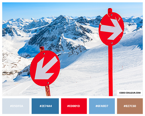 Flèche rouge sur piste de ski