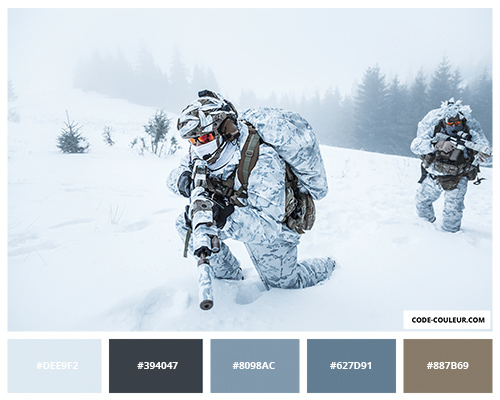 Militaire avec habit blanc dans la neige